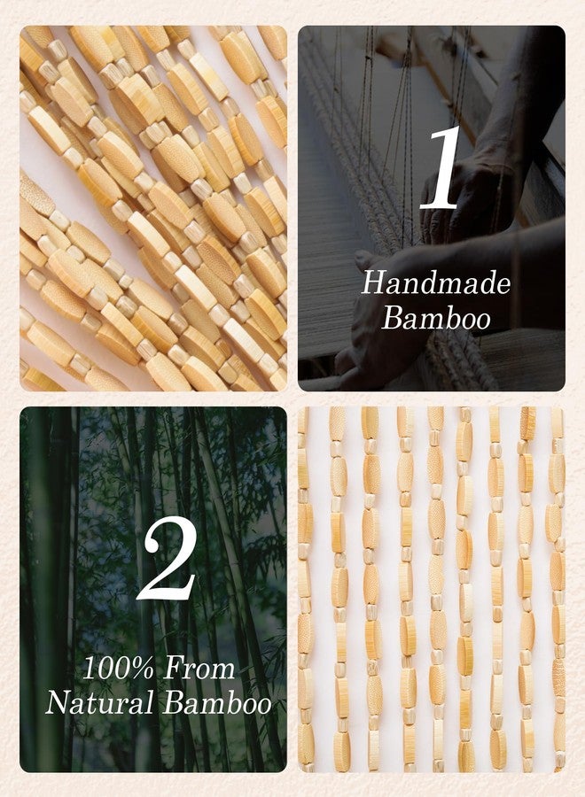 Ezcasch 52 Strands 35.4" x 79" Bamboo and Wood Beaded Curtain for Doorway Handmade Natural Doorway Beads Bohemian Bamboo and Wooden Room Devider Hanging Boho Beaded Curtain,Beige - Image 3